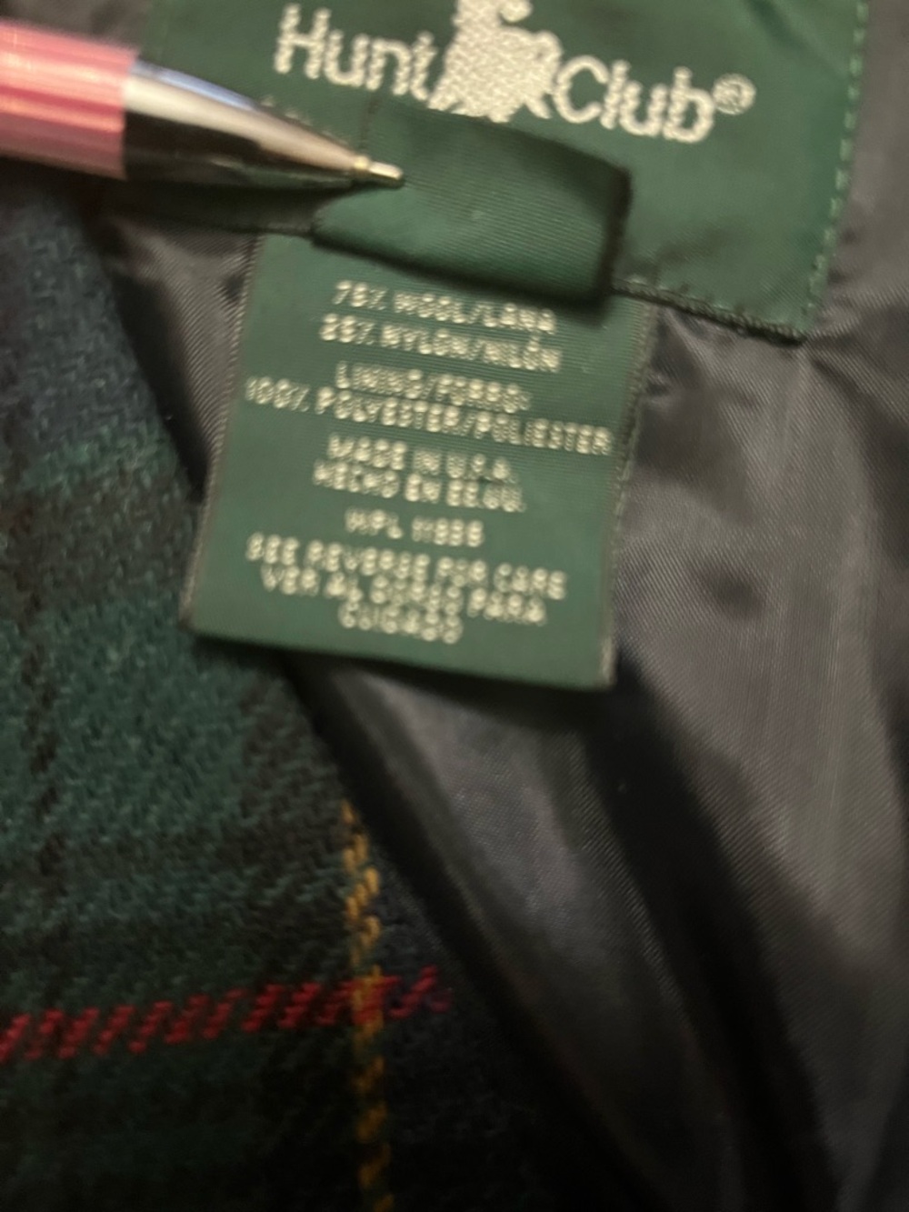 Vintage Hunt Club Wool Plaid Vest Women Size 10 Green Tartan Button Front USA - Picture 6 of 7